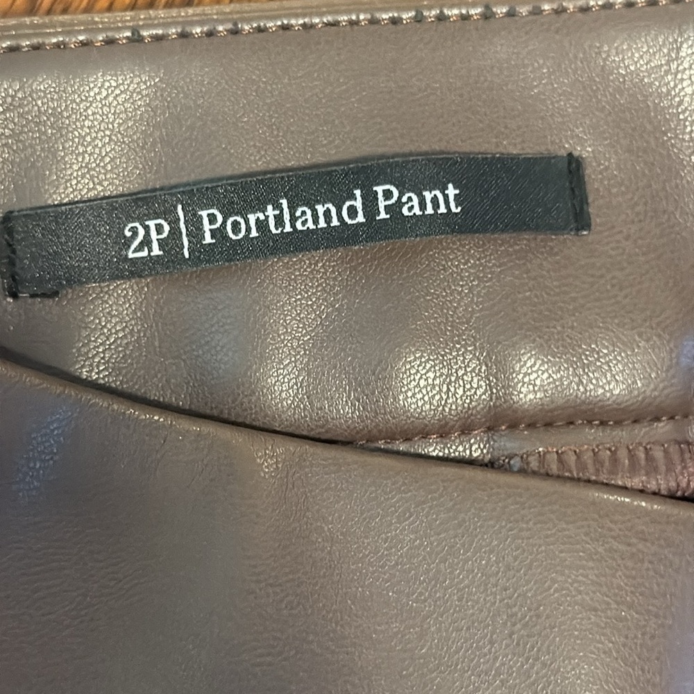 Talbots Chocolate Faux Leather Portland Pant Trousers - Picture 3 of 7